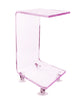 Penmore Brooke Pink Edges Acrylic C Shape Table with Wheels