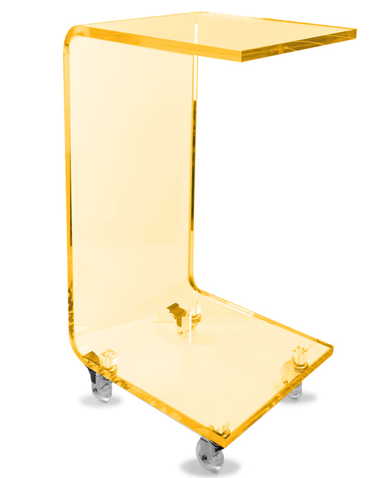 Penmore Brooke Golden Nugget Acrylic C Shape Table with Wheels