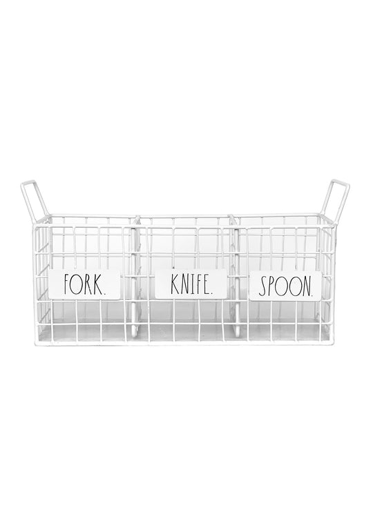 Rae Dunn “Fork, Knife and Spoon” White Utensil Holder