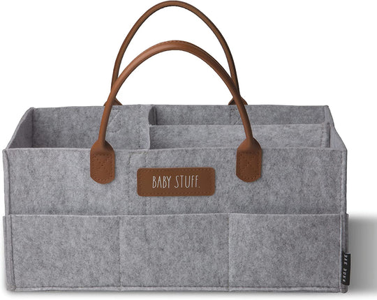 Rae Dunn Baby Caddy Organizer with Faux Leather Handles