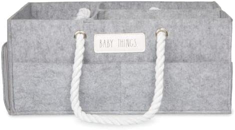 Rae Dunn “Baby Things” Grey Baby Diaper Caddy Organizer