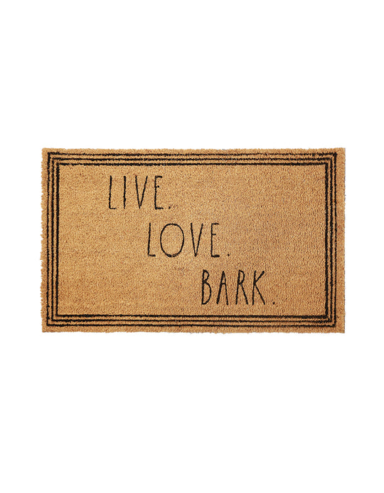 Rae Dunn “Live, Love, Bark” Light Brown Coir Doormat