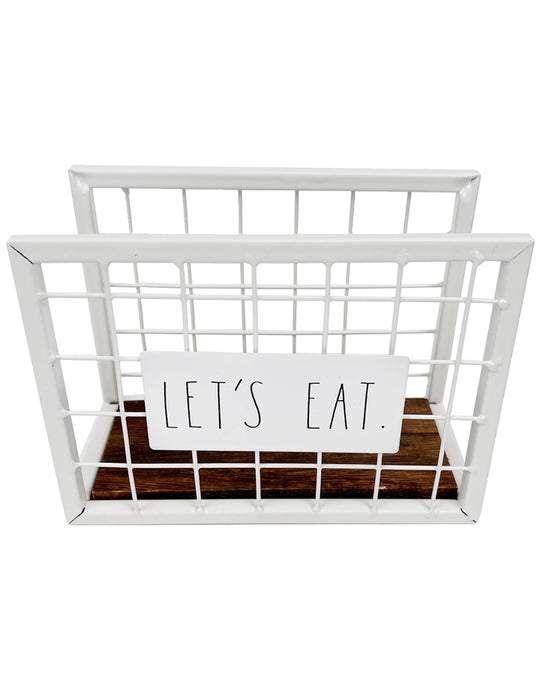 Rae Dunn “Let’s Eat” Wire Metal White Napkin Holder