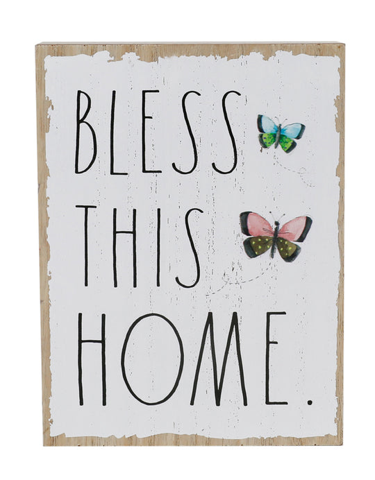 Rae Dunn “Bless This Home” Vintage Rectangle Wooden Sign