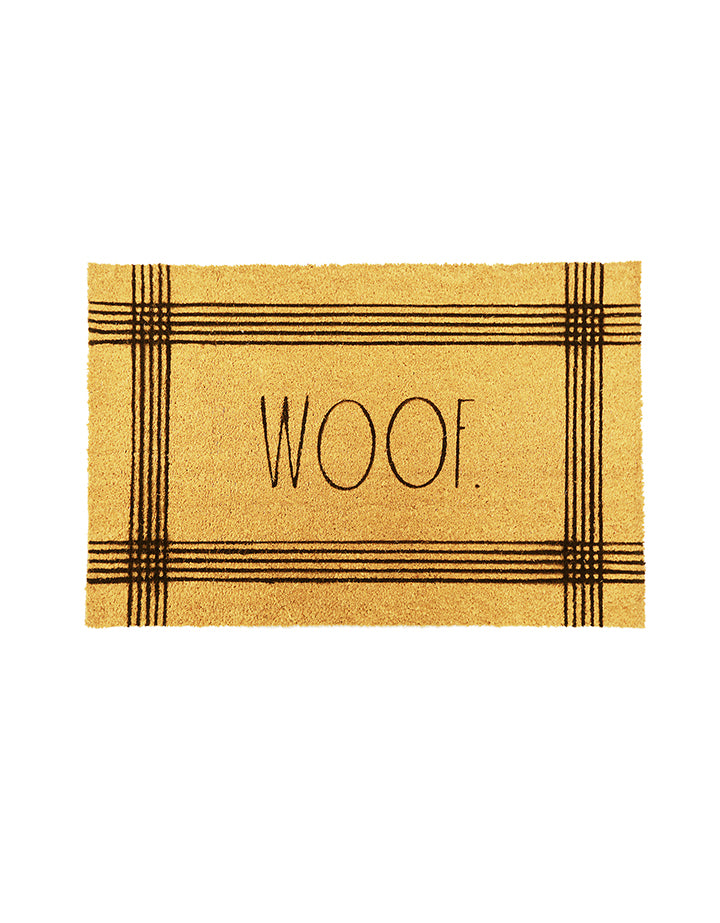 Rae Dunn Woof Ochre Yellow Coir Dog Theme Doormat DesignStyles