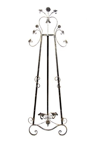 Pewter Decorative Metal Floor Easel with Leaves Shapes Top