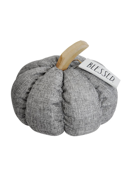 “Blessed” Decorative Fabric Plush Gray Rae Dunn Pumpkin