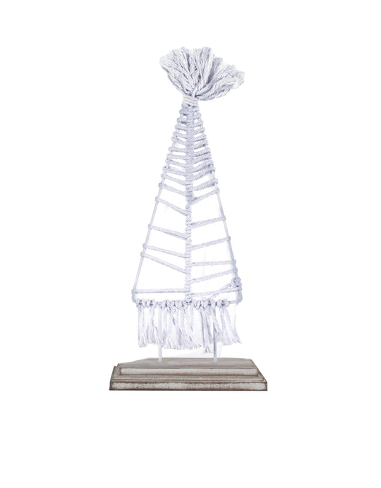 Becki Owens Decorative White Fabric Rope Cone Tree