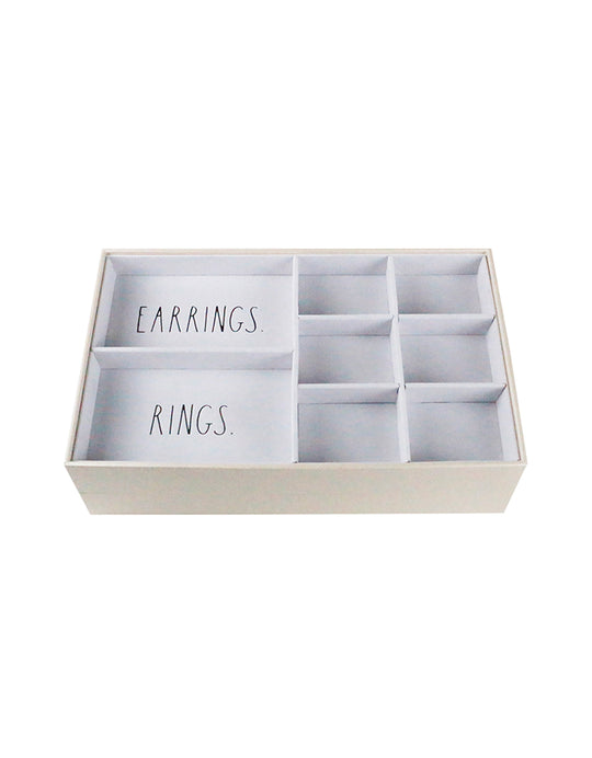 “Earrings and Rings” Set of 2 Beige Rae Dunn Jewelry Box