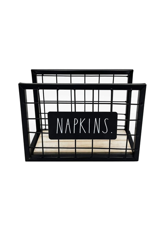 “Napkins” Wired Metal Black Rae Dunn Napkin Holder