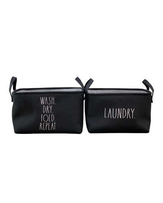 Rae Dunn “Laundry” Set of 2 Black Small Laundry Tote Bags