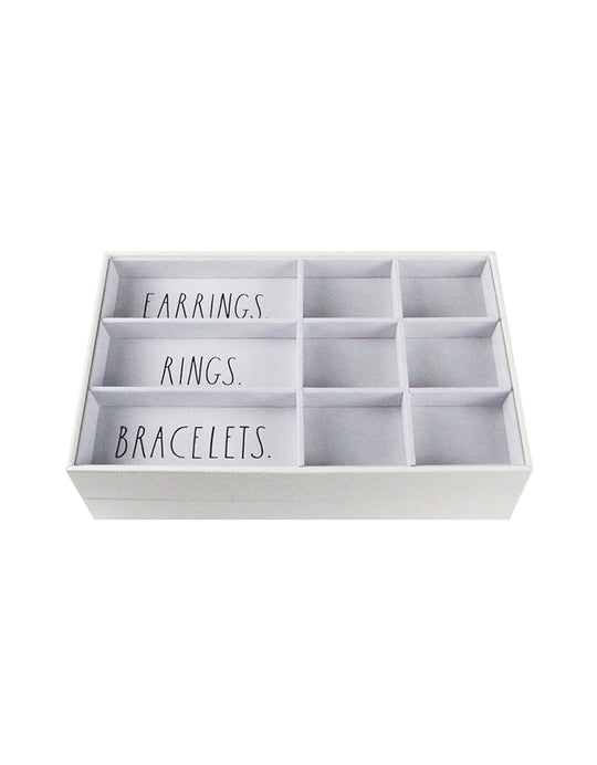 Rae Dunn “Rings / Earrings” Set of 2 Stacking Jewelry Boxes