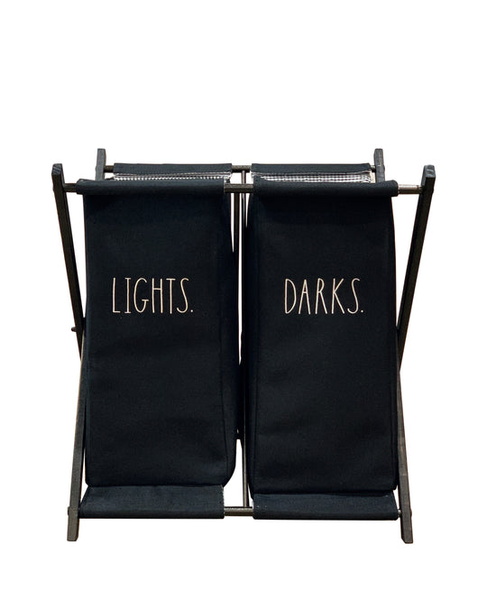 Rae Dunn 2-Sections “Lights and Darks” Laundry Hamper