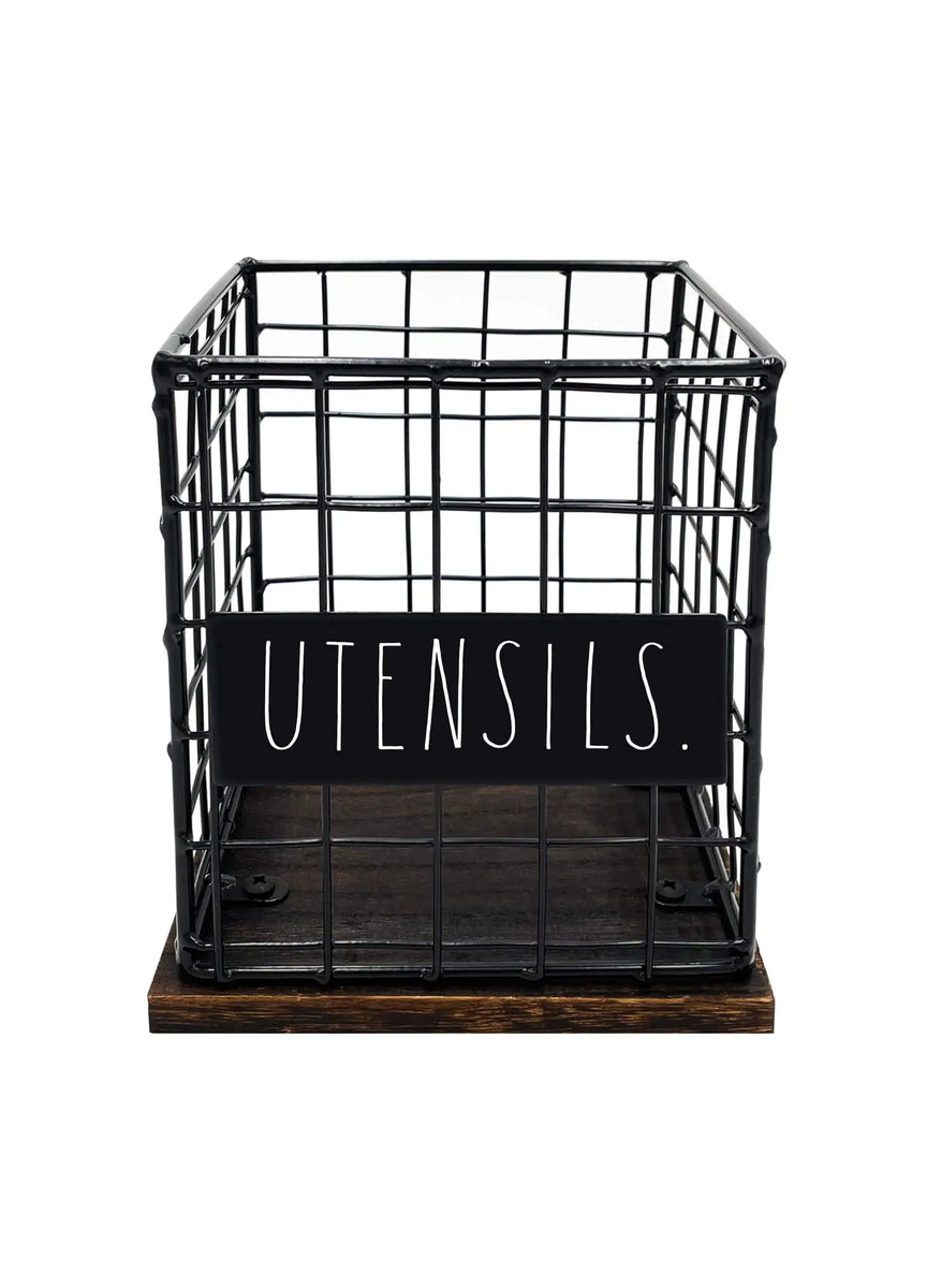 “Utensils” Wired Rectangular Rae Dunn Utensil Holder DesignStyles