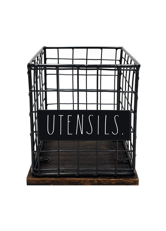 “Utensils” Wired Rectangular Rae Dunn Utensil Holder