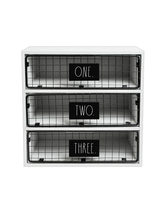 Rae Dunn “One, Two, Three” White Farmhouse Desk Organizer