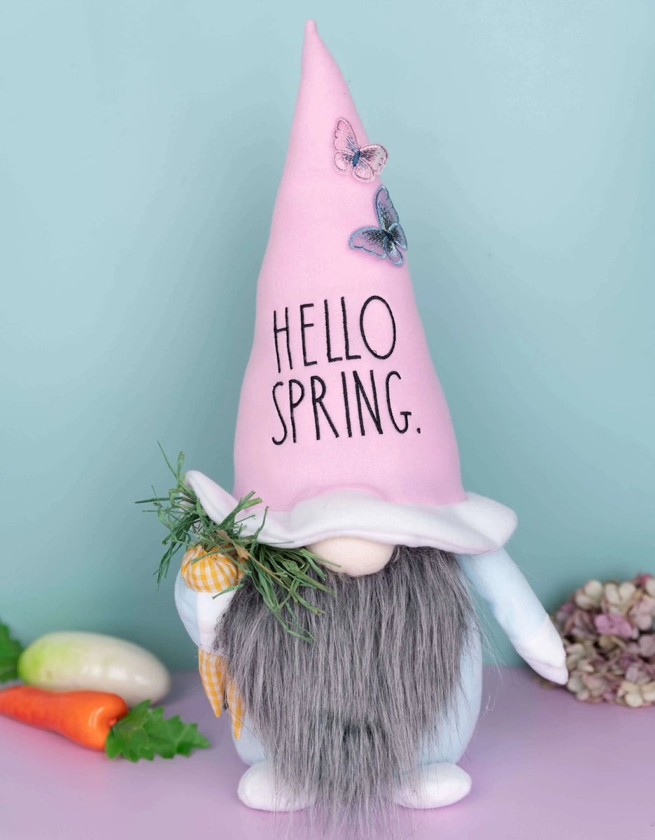 Spring Goom Rae Dunn “Hello Spring” Gnome for Spring-Easter Décor | DesignStyles