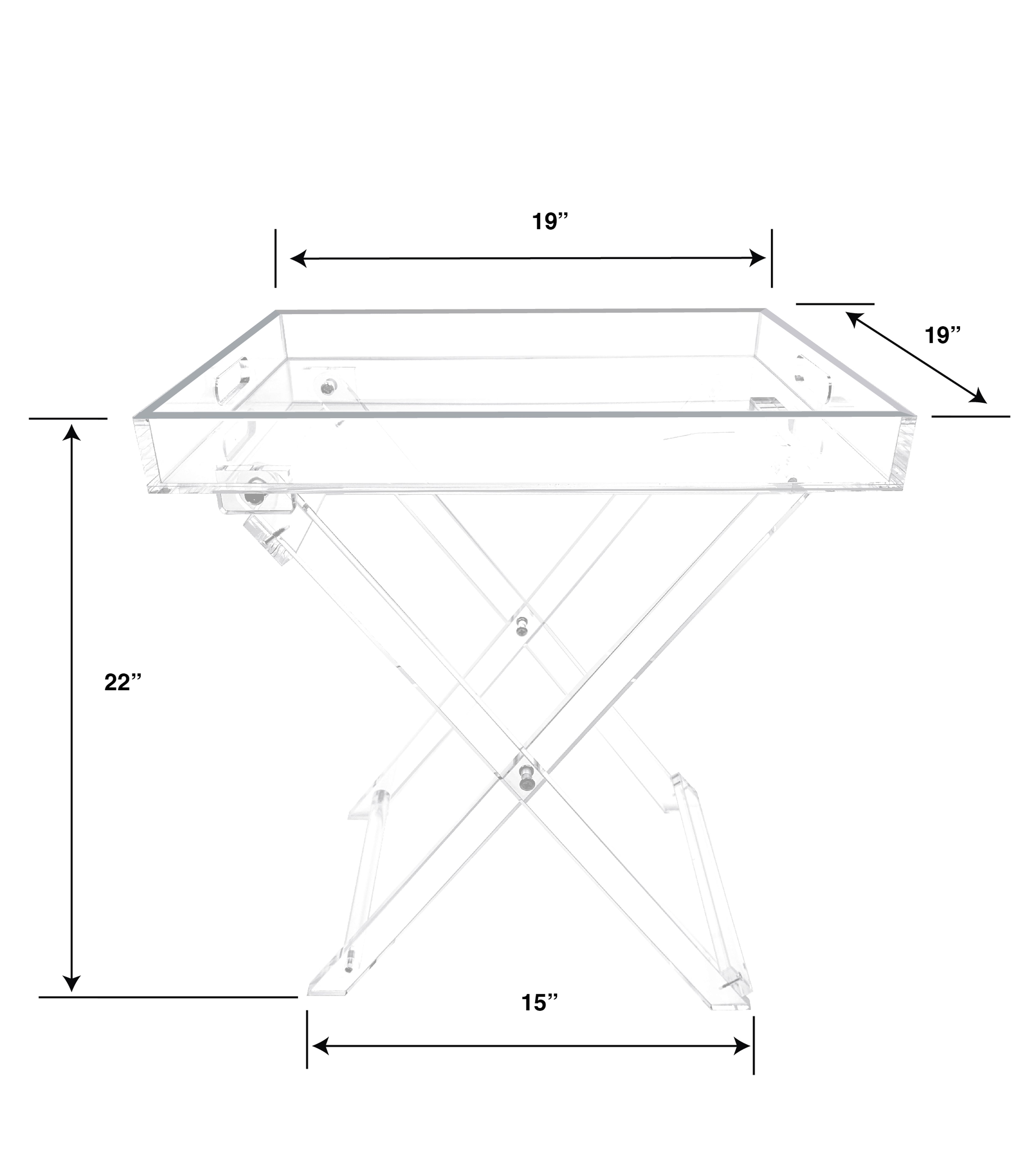 Simply Brilliant Acrylic Folding Tray Table with Silver Accents