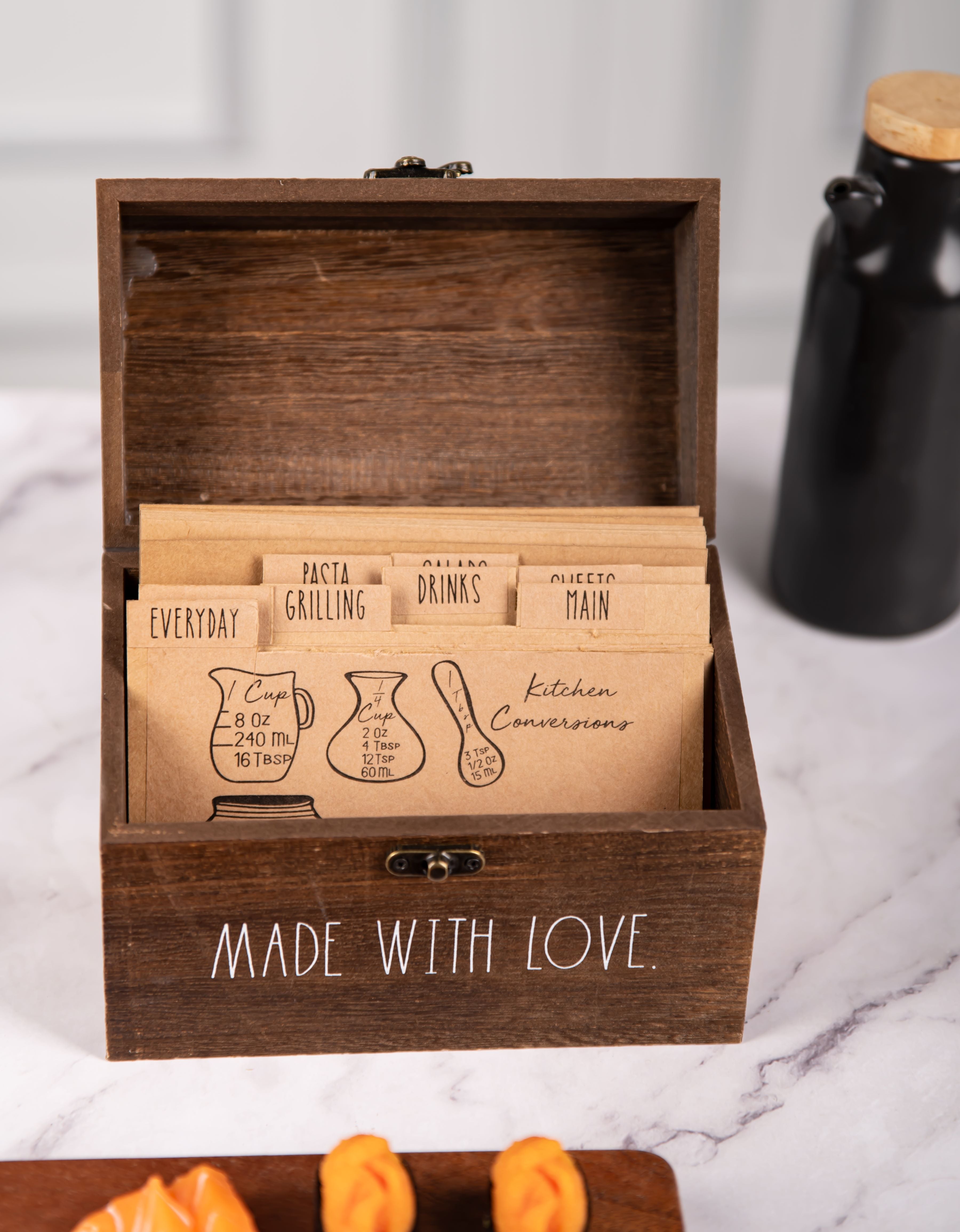 Rae Dunn “Made with Love” Wooden Antique Recipe Box | DesignStyles