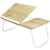 Adjustable Wooden and White Metal Bed Tray with Folding Legs